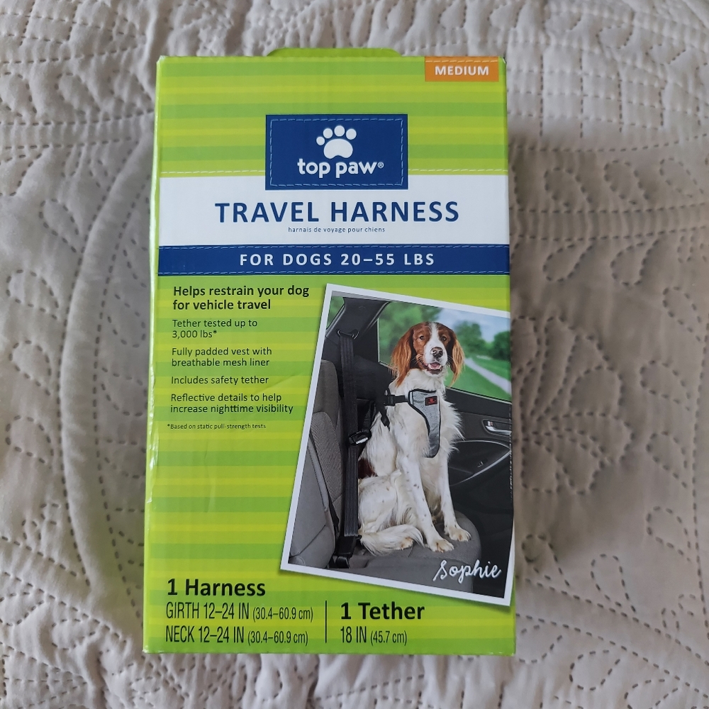 Top Paw Travel Harness and Tether dogs 20 to 55 lbs
